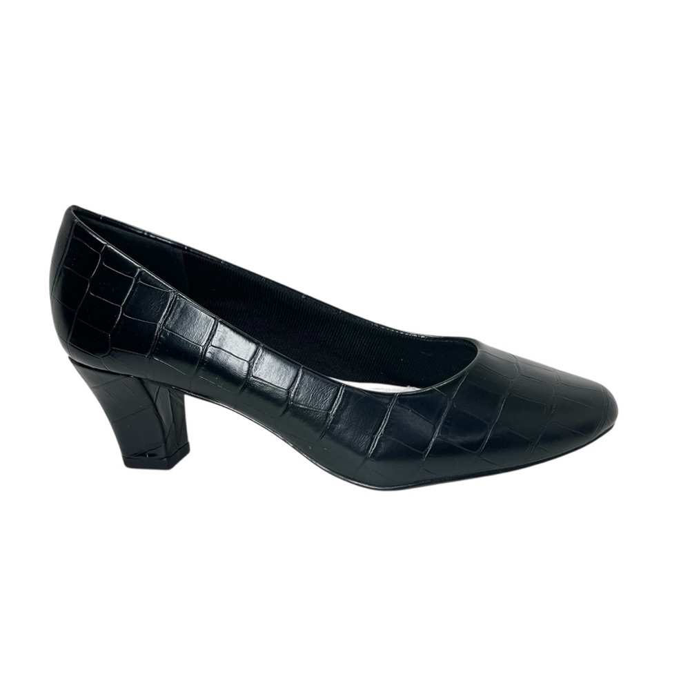 Easy Street Women's Ballari Slip On PU Black Croco Pumps Size 6M